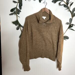 H&M Tan 1/4 Zip Sweater